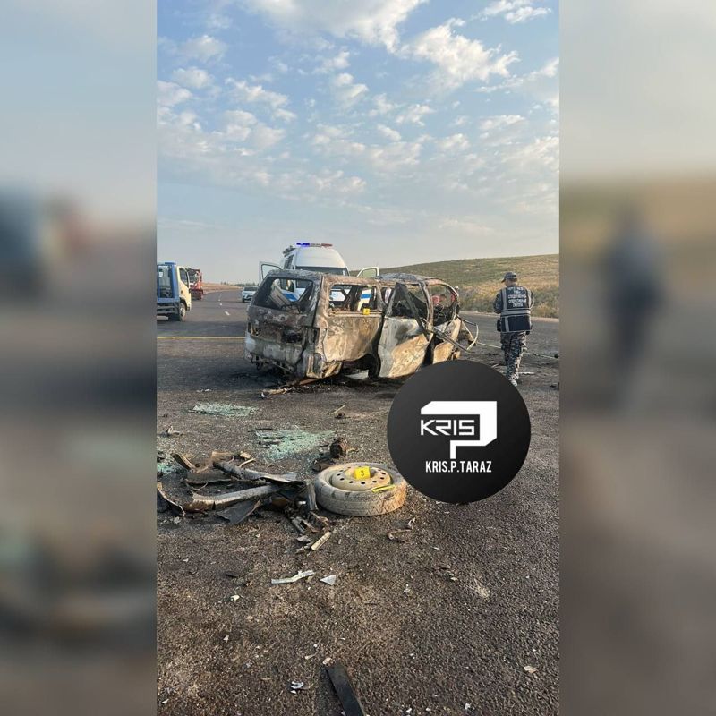 Полицейские сгорели: шесть человек погибли в аварии на трассе Жамбылской области