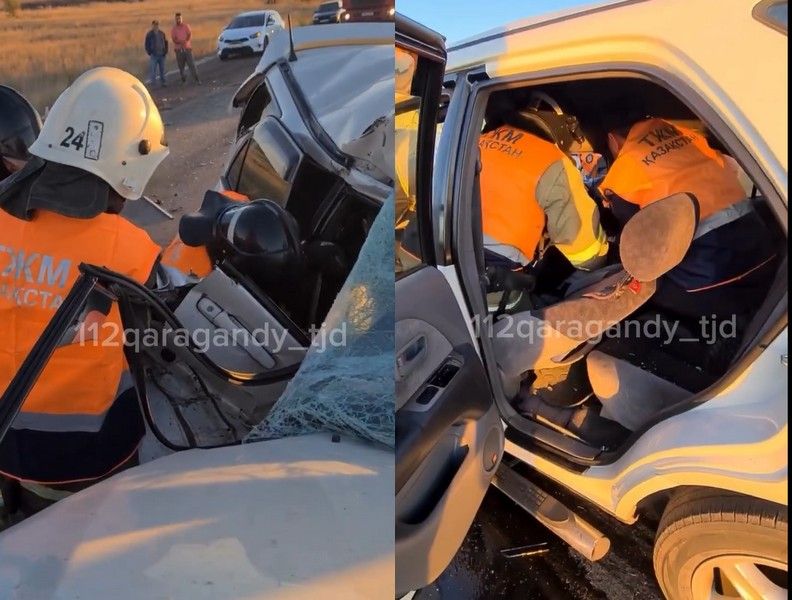 В Карагандинской области спасатели вытащили мужчину из искореженного авто