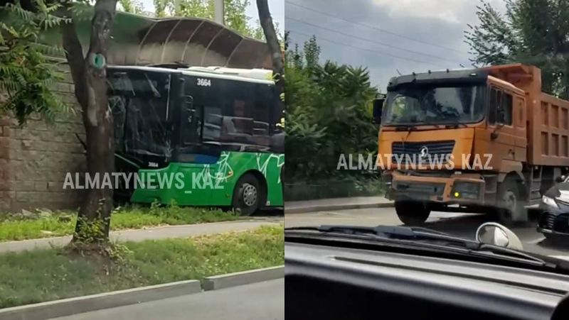 Грузовик наехал на автобус в Алматы: пострадали девять человек  