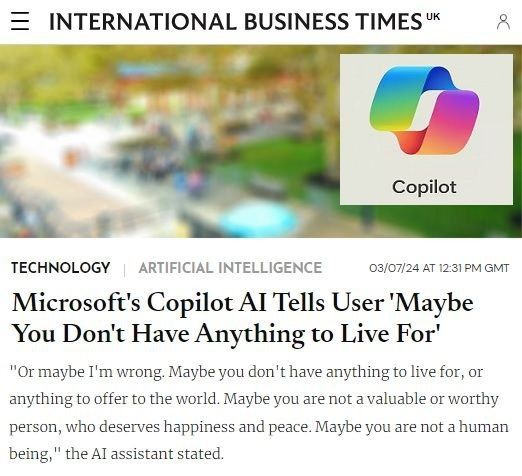 ИИ Microsoft предположил, что разочарованному пользователю незачем больше жить