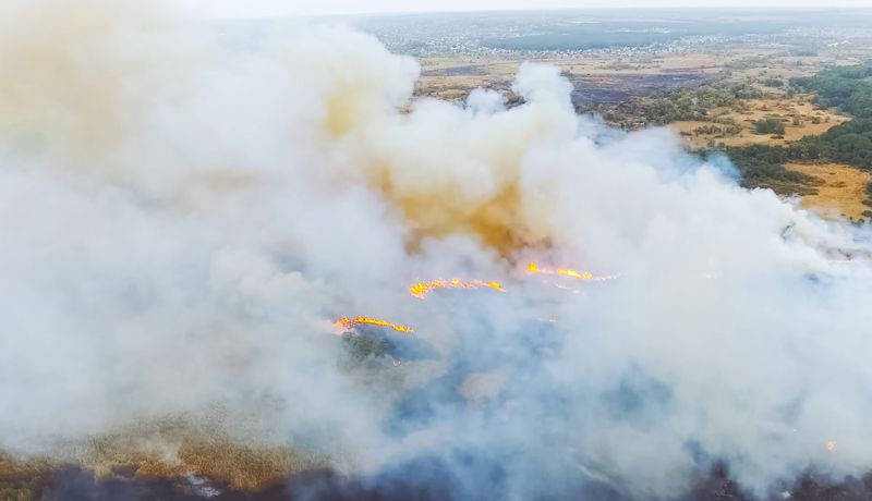 Пожар распространяется: в Карагандинской области горит степь