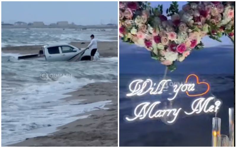 Над головой летали лепестки, а неподалёку — лопаты: пикап утонул на фоне предложения руки и сердца