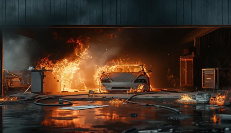 Оралдағы автосервис ғимаратында үш көлік өртенді