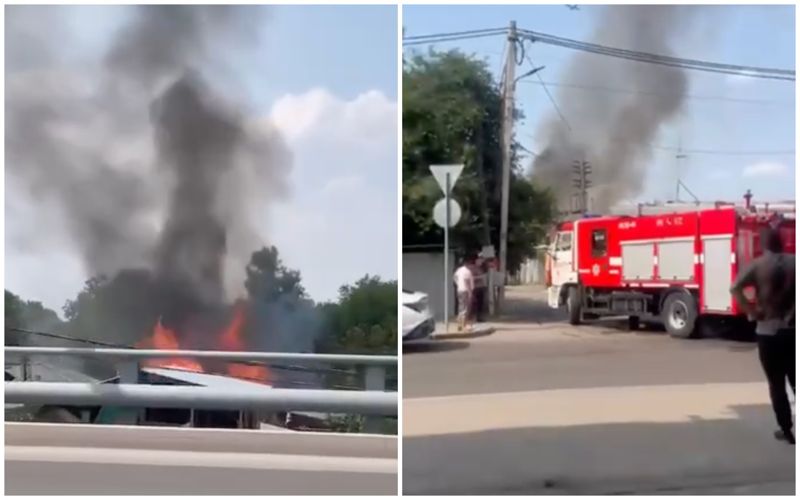 В Алматы вспыхнул сильный пожар в частном жилом доме