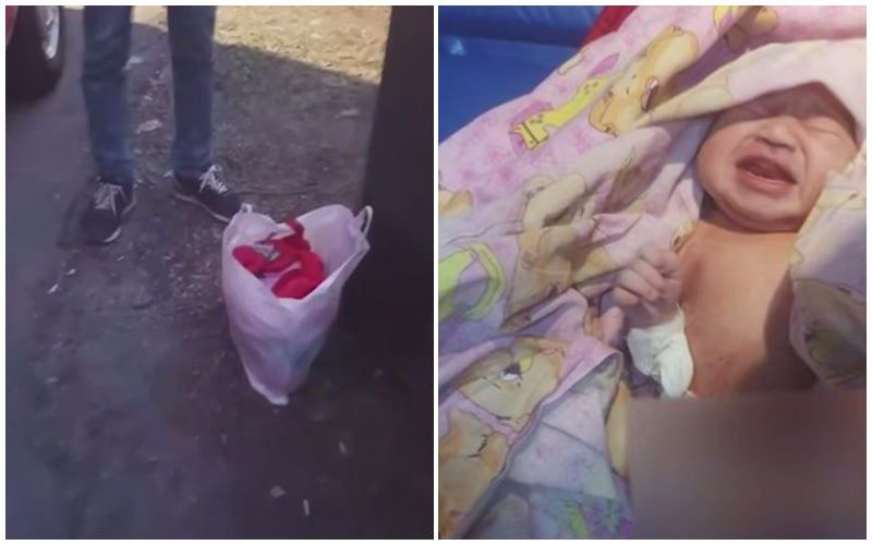 Новорожденного засунули в сумку и оставили на улице