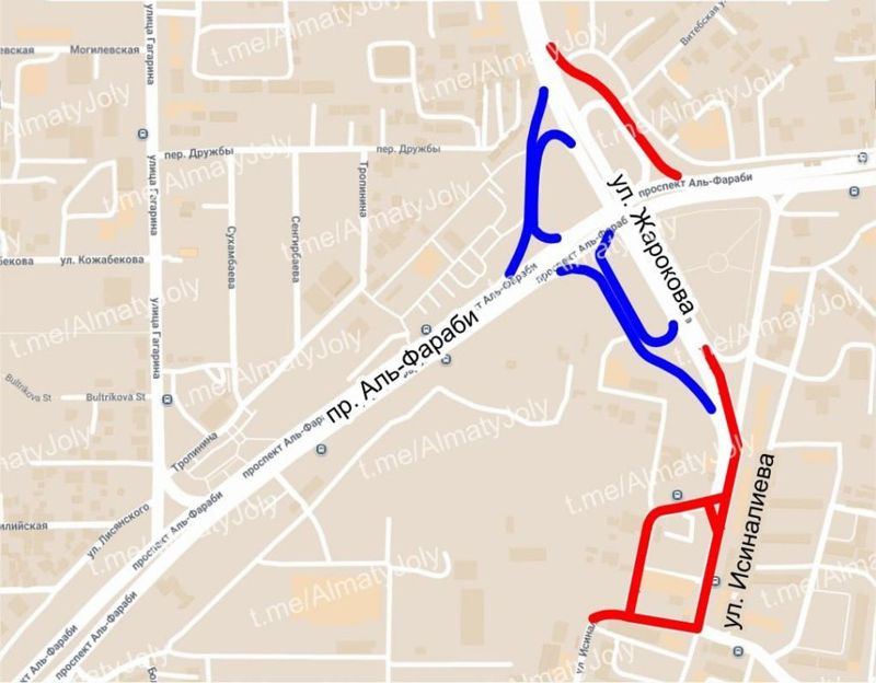 В Алматы на две ночи перекроют развязку Жарокова — Аль-Фараби