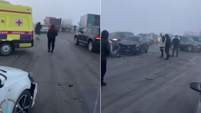 18 авто столкнулись на трассе Алматы - Усть-Каменогорск