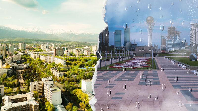 Погодный контраст: пока Астану накрывает пыльный шторм, Алматы плавится от жары