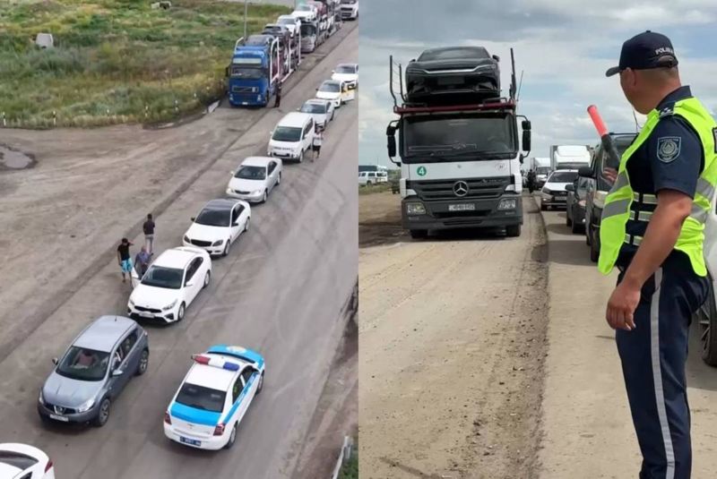 Огромные очереди образовались на границе с Россией в трёх регионах Казахстана