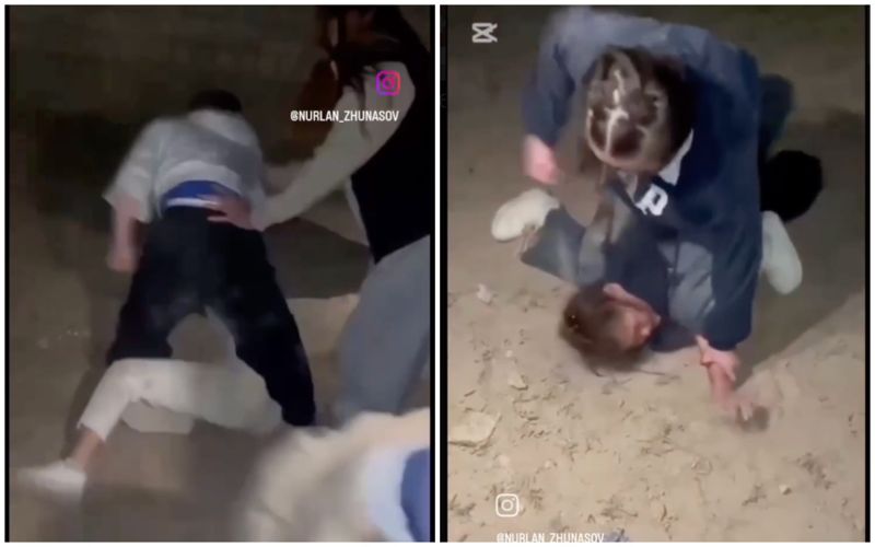В Жанаозене школьницы устроили жестокую драку