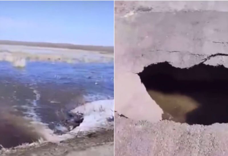 В области Жетысу талые воды едва не смыли мост