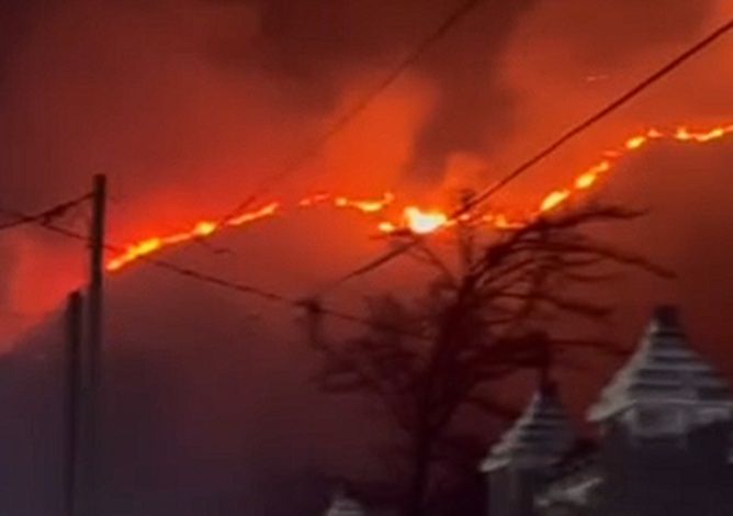 Гектар сухостоя сгорел в горах Алматы