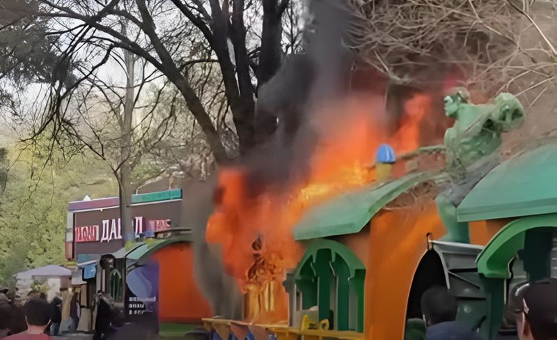 Пожар произошёл в Центральном парке Алматы