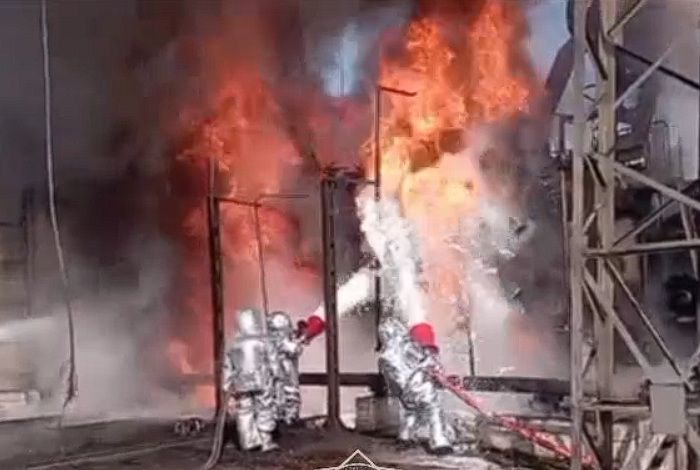 Электротрансформатор горел на одном из заводов Тараза