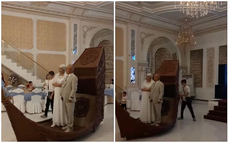 Джек и Роуз из «Титаника»: пенсионеры эффектно "приплыли" в ресторан на лодке