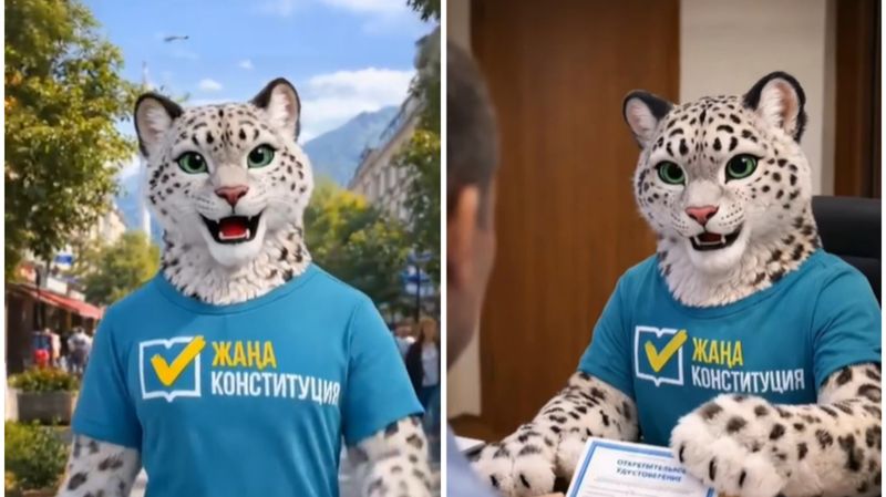 В Алматы снежный барс объяснил, как принять участие в референдуме