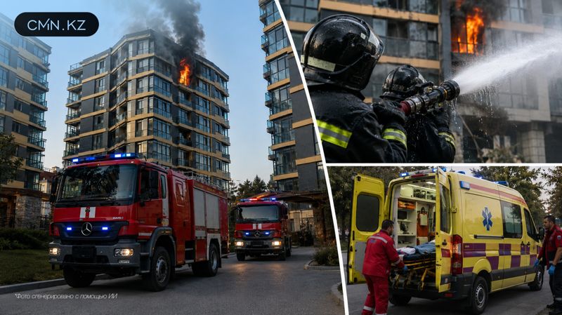 Пожар в многоэтажке Алматы: один погиб, ещё четверых госпитализировали