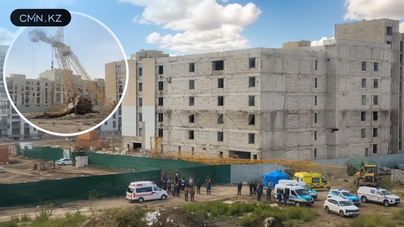 В Астане упал кран